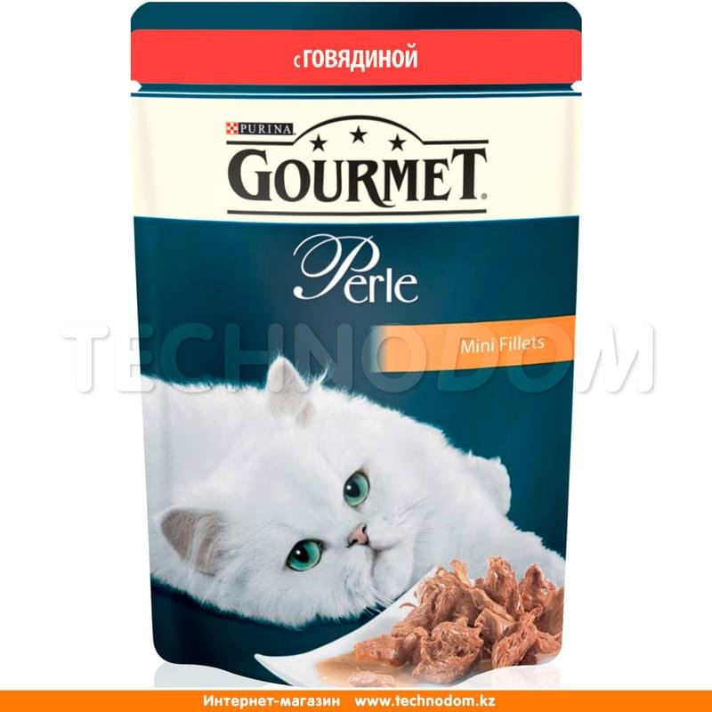 Влажный корм Gourmet Perle мини-филе для кошек, с говядиной 85 г - фото #0