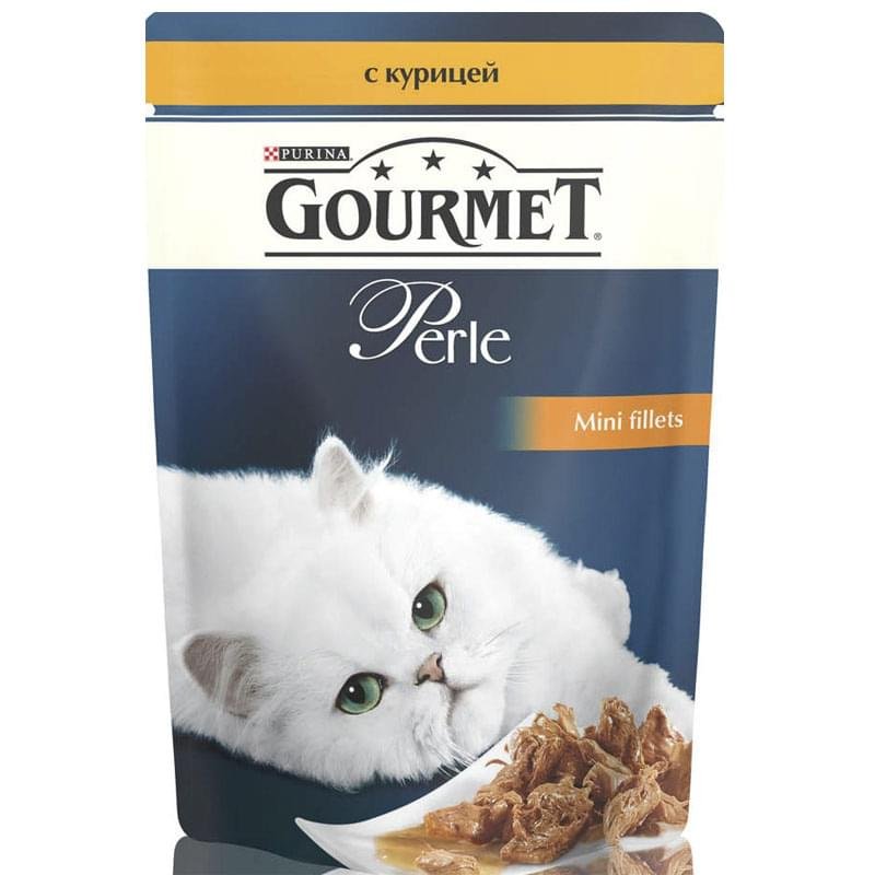 Влажный корм Gourmet Perle мини-филе для кошек, с курицей 85 г - фото #0