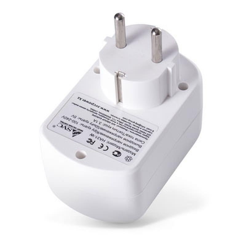 Сетевое зарядное устройство 1*AC, 2*USB, 3.1A, SVC, Белый (HA31-W) - фото #1