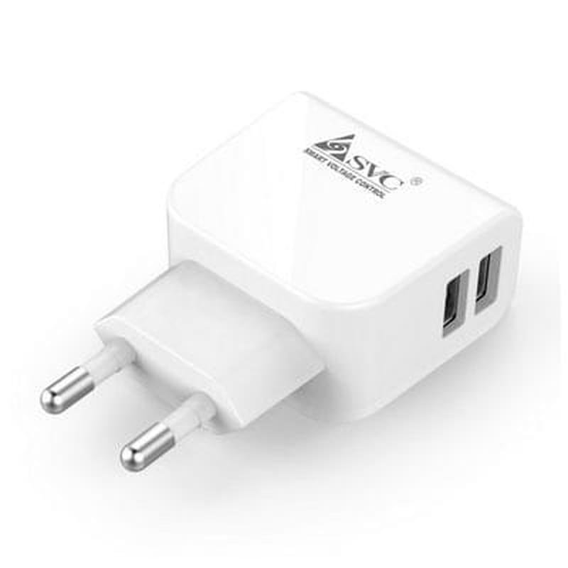 Сетевое зарядное устр-во 2*USB, 2.1A, SVC, Белый (UHC56W) - фото #0