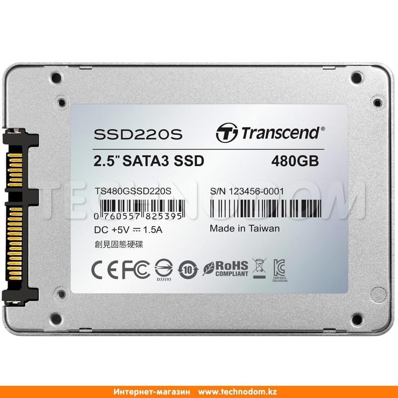 Внутренний SSD 2.5" 7мм 480GB Transcend SSD220S, SATA-III TLC (TS480GSSD220S) - фото #1