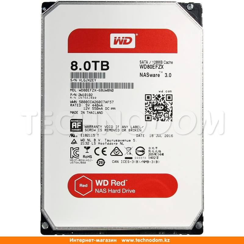 Внутренний HDD 3.5" 8TB Western Digital Red WD80EFZX SATA-III (WD80EFZX) - фото #0