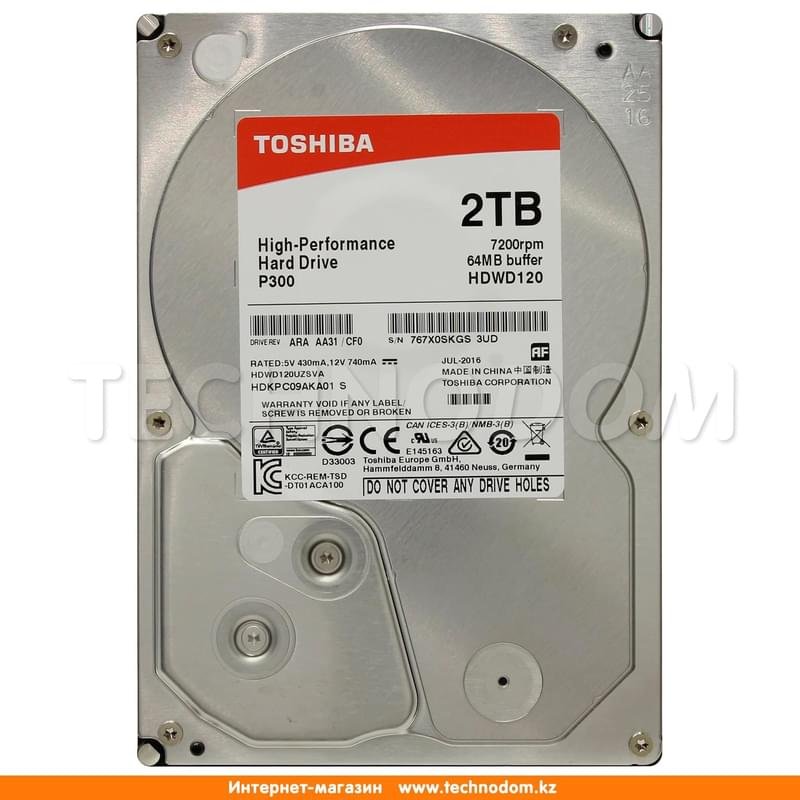 Внутренний HDD 3.5" 2TB Toshiba P300 SATA-III (HDWD120UZSVA) - фото #0
