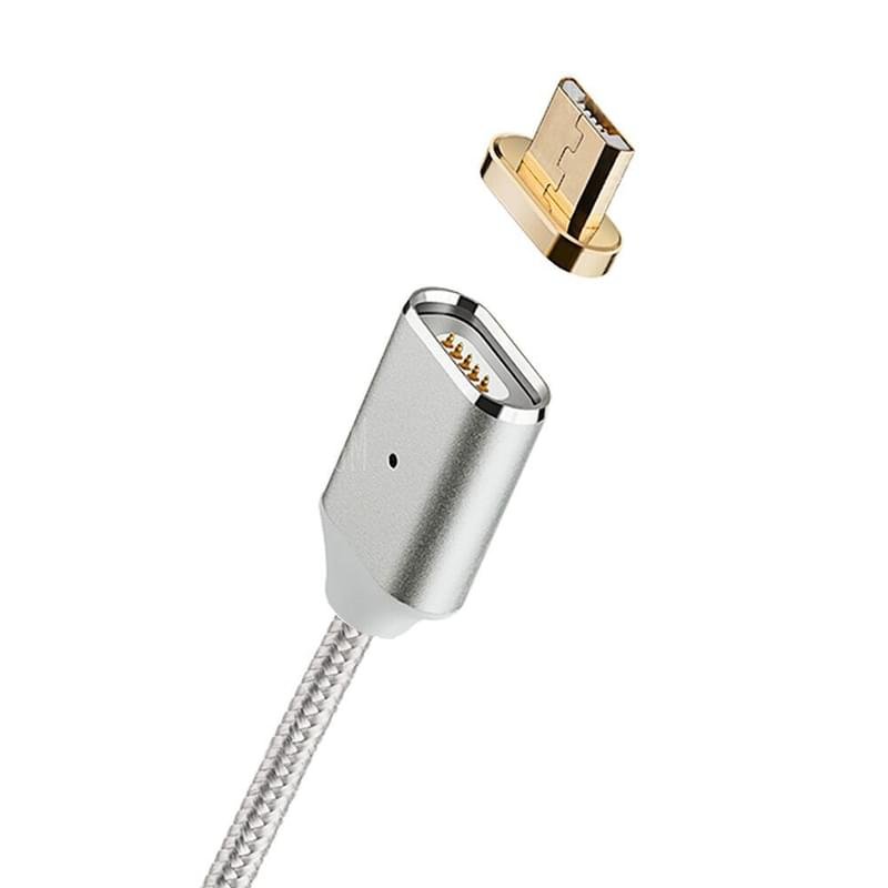 Кабель USB 2.0 - Micro USB (Magnetic), М2, Moizen, 1м, Серебрянный - фото #0