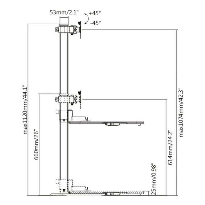 Кронштейн Настольный для монитора с регулируемой по высоте стойкой, Brateck (DWS03-T01) - фото #1