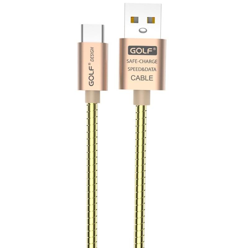 Кабель USB 2.0 - Type-С, GOLF, 1м, Золотой (GC-38t/G) - фото #0