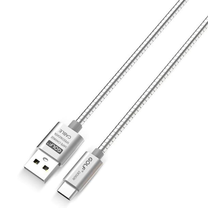 Кабель USB 2.0 - Type-С, GOLF, 1м, Серебрянный (GC-38t/S) - фото #0