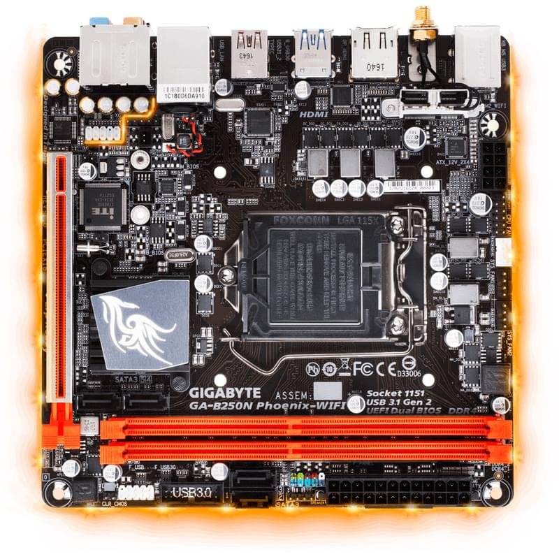 Материнская плата Gigabyte GA-B250N Phoenix-WIFI r.1 LGA1151 2DDR4 PCI-E 1x16 (HDMI+DP) mITX - фото #0