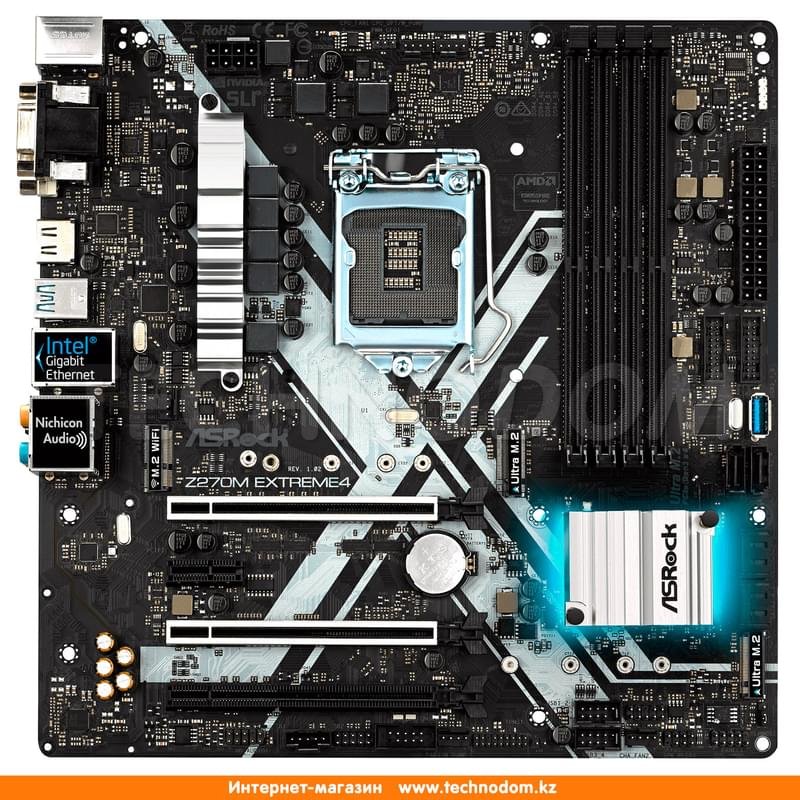 Материнская плата ASRock Z270M EXTREME4 LGA1151 4DDR4 PCI-E 3x16 1x1 (HDMI+DVI-D+VGA) mATX - фото #0