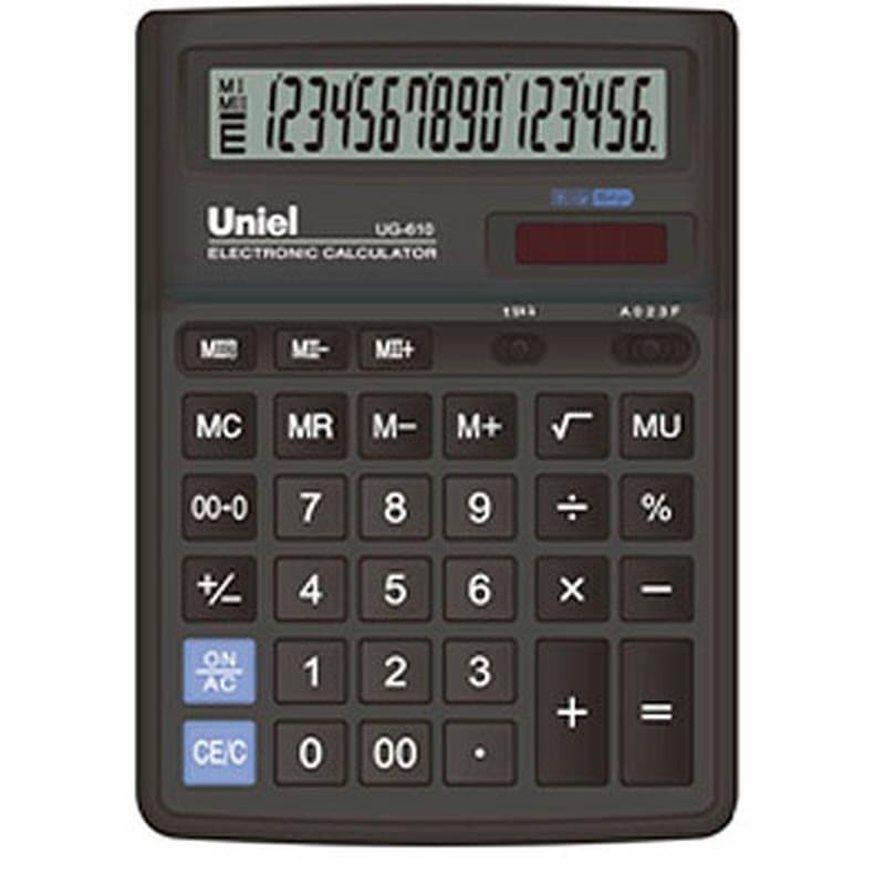 Калькулятор бухгалтерский UNIEL 2-UG-610, 16 р. 193*143*38 мм - фото #0