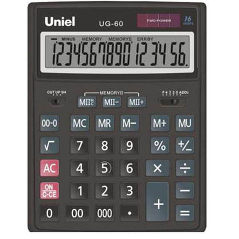 Калькулятор бухгалтерский UNIEL 2-UG-60, 16 р. 206*155*35 мм - фото #0