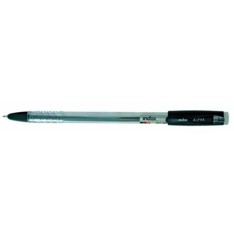 Ручка шариковая,масляная, 0,7мм, чёрная, прозр корпус. INDEX - фото #0