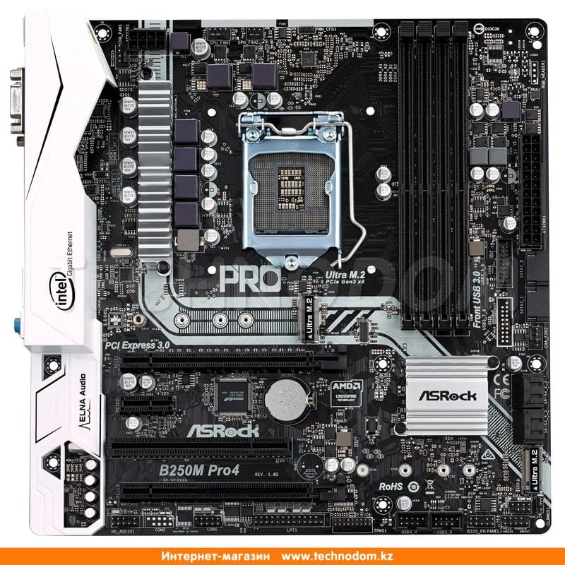 Материнская плата ASRock B250M PRO4 LGA1151 4DDR4 PCI-E 2x16 1x1 (HDMI+DVI-D+VGA) mATX - фото #1