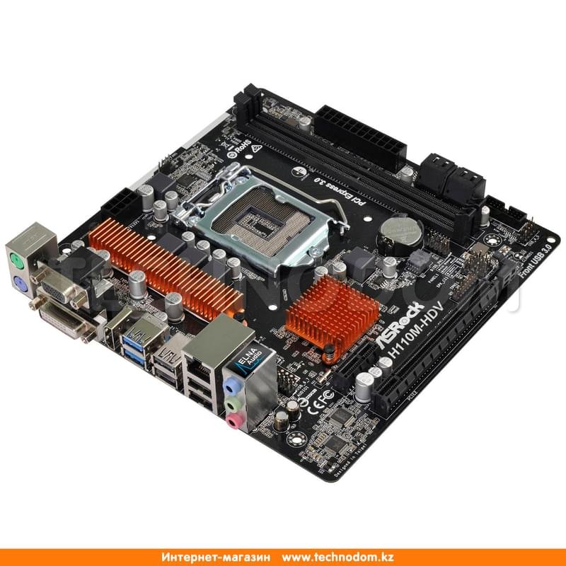 Материнская плата ASRock H110M-HDV r.3 LGA1151 2DDR4 PCI-E 1x16 1x1 (HDMI+DVI-D+VGA) mATX - фото #2