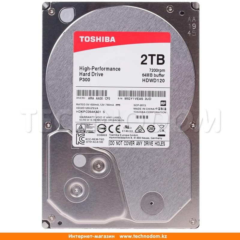 Внутренний HDD 3.5" 2TB Toshiba P300 SATA-III (HDWD120EZSTA) - фото #0