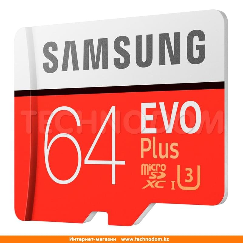 Карта памяти MicroSD 64GB Samsung Evo+, UHS-I 95MB/s, Class 10 + SD Adapter (MB-MC64GA/RU) - фото #1