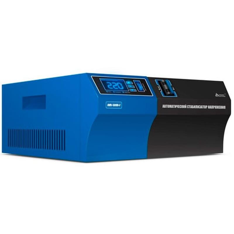 Стабилизатор SVC, 5000VA, AVR:140-280В, Клем.К, LED, Чистая синусоида, 1,5м Black/Blue (AVR-5000-F) - фото #0
