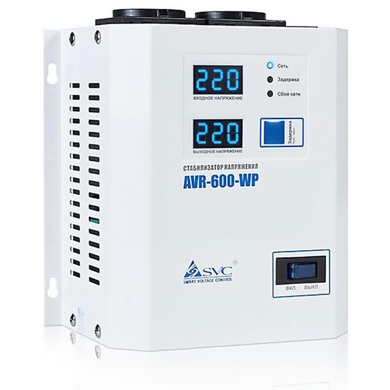 Стабилизатор SVC, 600VA, AVR:100-270В, 2Shuko, LED, Чистая синусоида, 1,5м White (AVR-600-WP) - фото #0