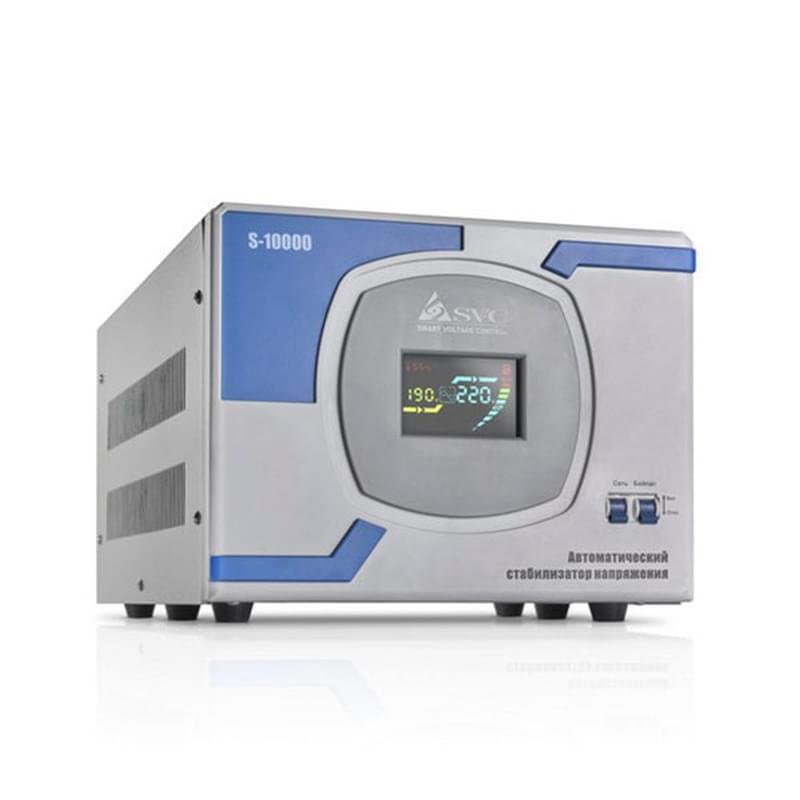 Стабилизатор SVC, 10000VA/8000W, AVR:140-260В, Клем.К, LCD, Чистая синусоида, Grey (S-10000) - фото #0