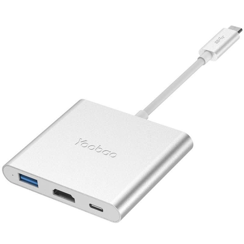 Адаптер USB Type-C to 1*USB3.0, 1*HDMI, 1*Type-C, Yoobao, Белый (YB-HUBHDMI-PD) - фото #0