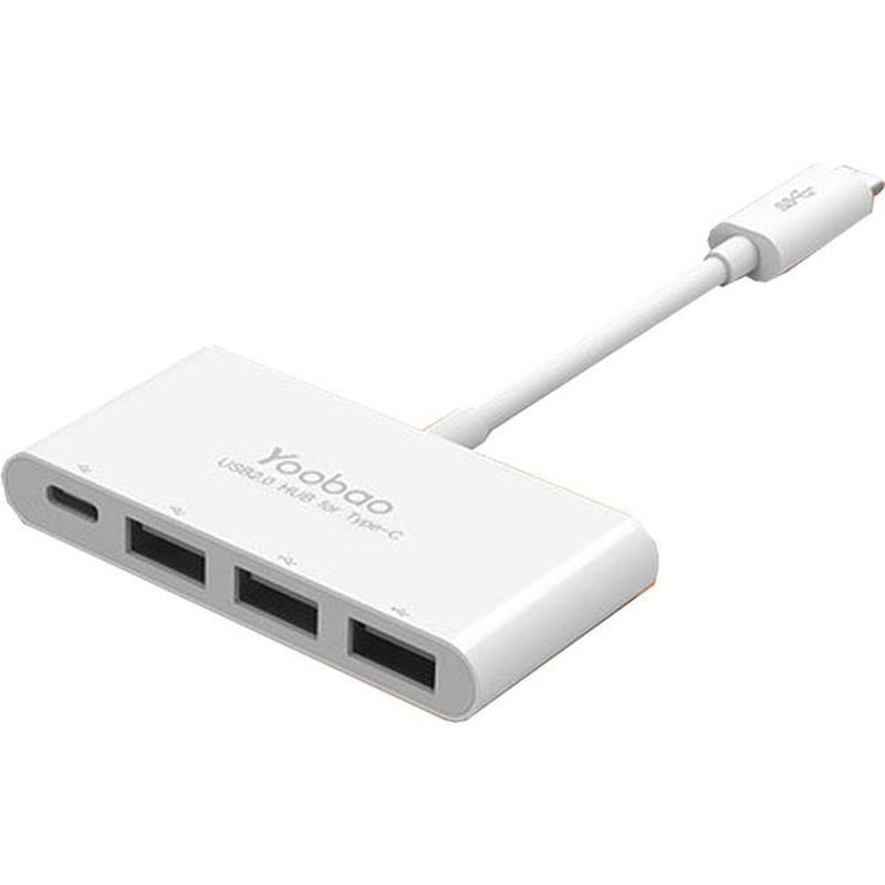 Адаптер USB Type-C to 3*USB3.0, 1*Type-C, Yoobao, Белый (H1C3A) - фото #0