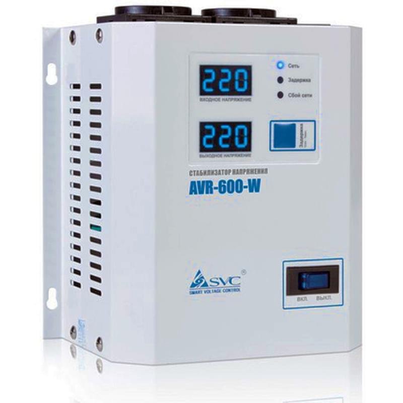 Стабилизатор SVC, 600VA, AVR:140-280В, 2Shuko, LED, Чистая синусоида, 1,5м White (AVR-600-W) - фото #0