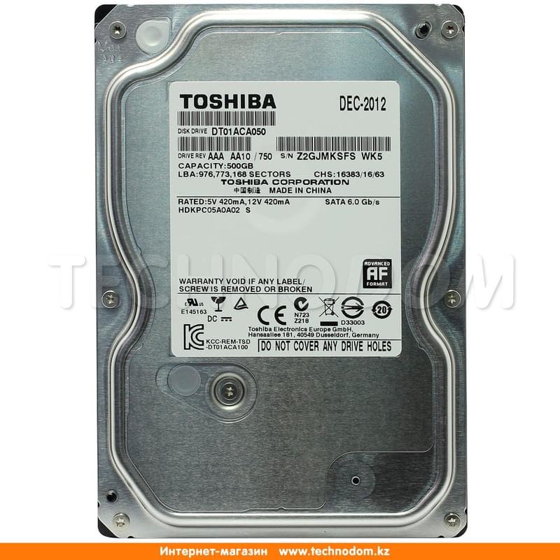 Внутренний HDD 3.5" 500GB Toshiba DT01ACA050 SATA-III (DT01ACA050) - фото #0