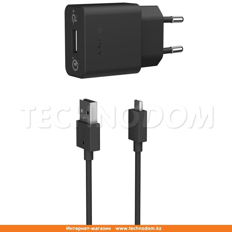 Сетевое зарядное устр-во 1*USB, 1.5A + каб. microUSB, Sony, Черный (UCH20RU/BK) - фото #0