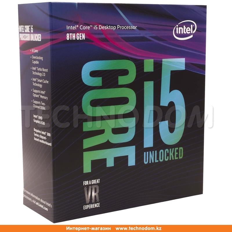Процессор Intel Core i5-8600K (C6/T6, 9M Cache, 3.6 up to 4.3GHz) LGA1151 BOX - фото #0