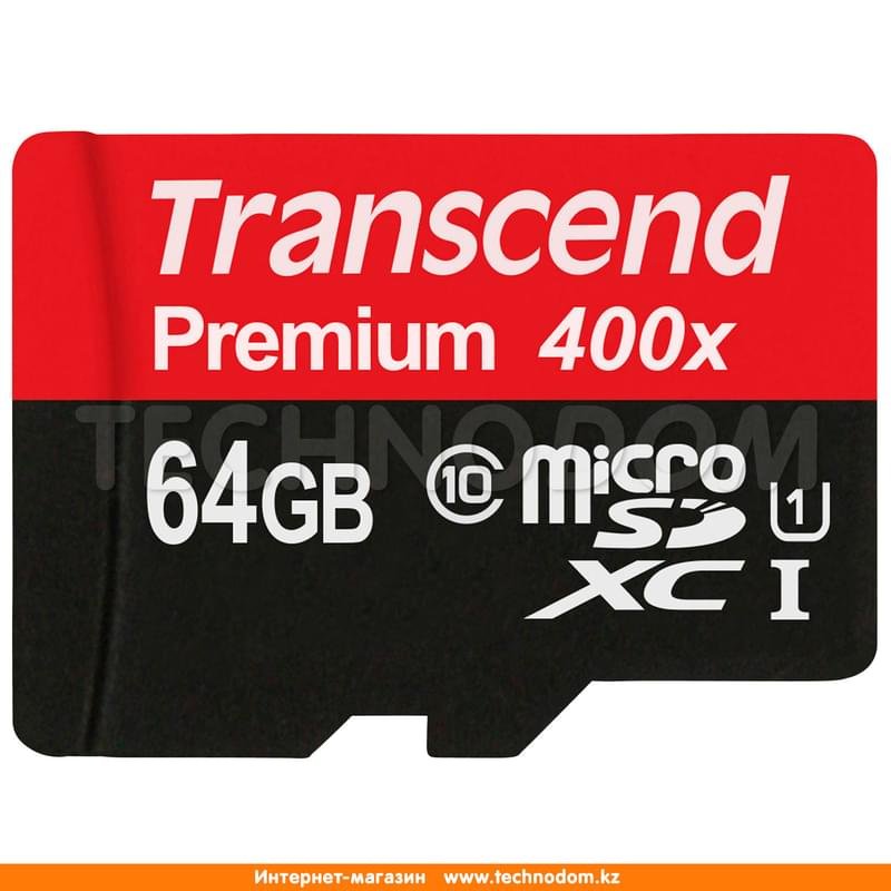 Карта памяти MicroSD 64GB Transcend UHS-I 60MB/s, Class 10 + SD Adapter (TS64GUSDU1) - фото #0