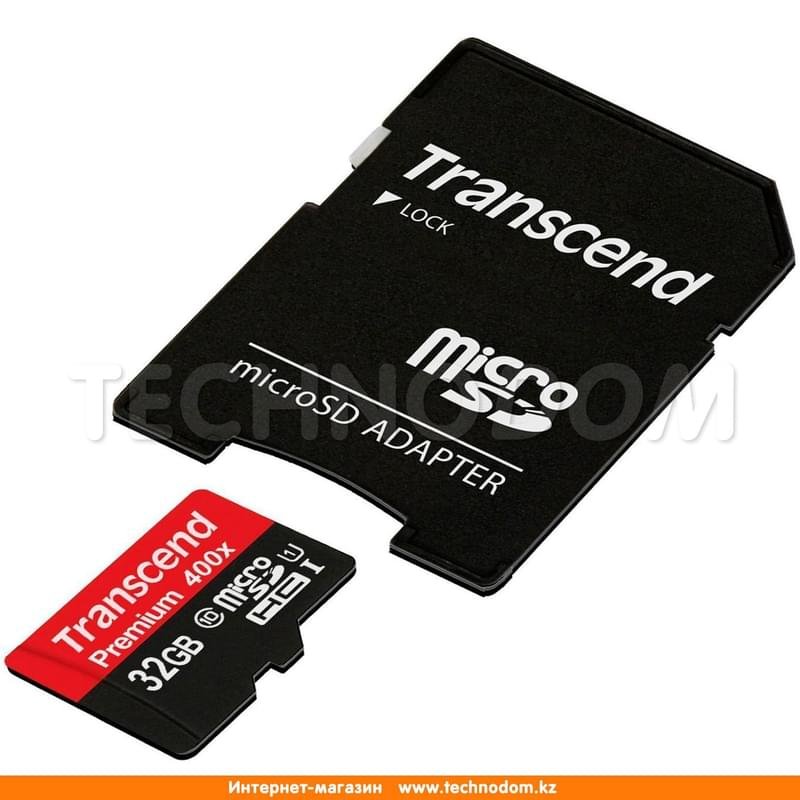Карта памяти MicroSD 32GB Transcend UHS-I 60MB/s, Class 10 + SD Adapter (TS32GUSDU1) - фото #1
