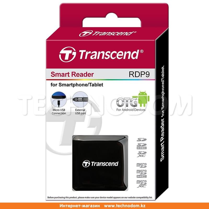 Картридер Transcend OTG USB 2.0 Black (TS-RDP9K) - фото #3