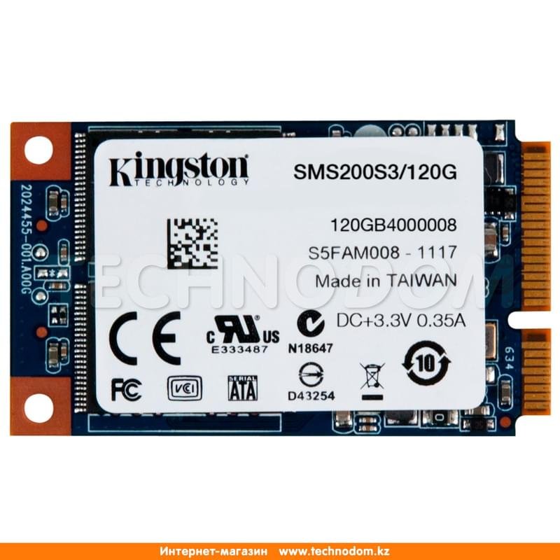 Внутренний SSD mSATA 120GB Kingston SSDNow SATA-III MLC (SMS200S3/120G) - фото #0