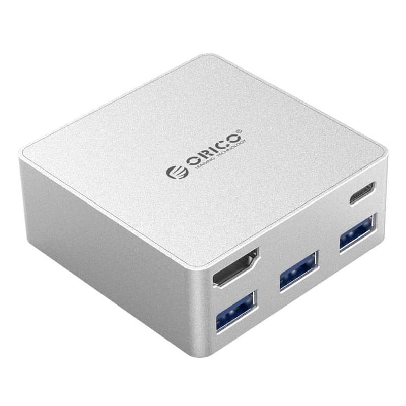 Универсальная док-станция USB Type-C to 3*USB 3.0, 1*HDMI, 1*Type-C, ORICO, Silver (CDHU3-SV) - фото #0