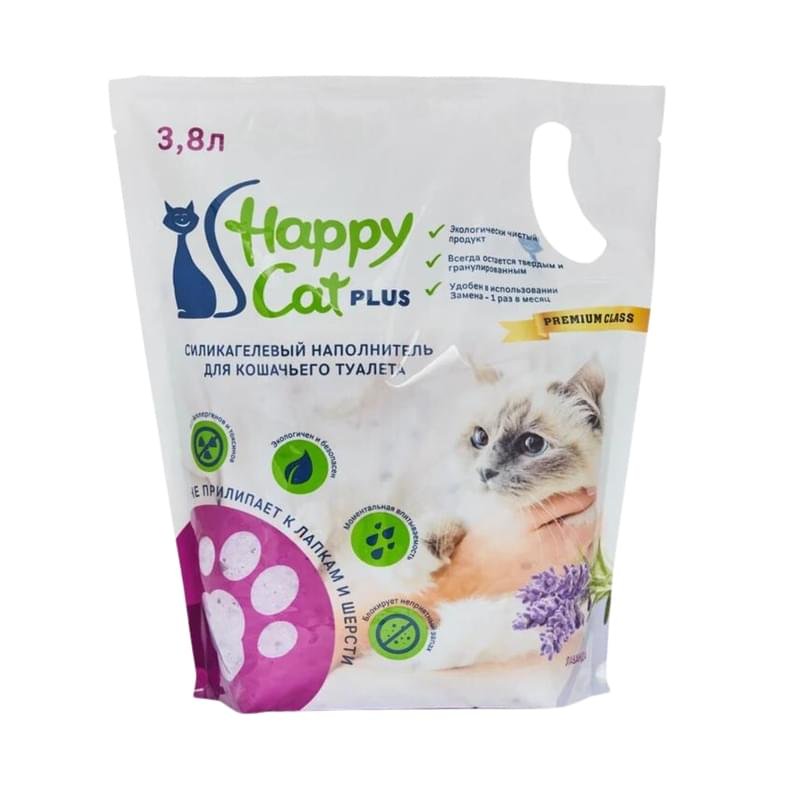 Наполнитель Happy Cat Plus для кошачьего туалета Гигиенический силикагелевый лаванда 3.8 л - фото #0