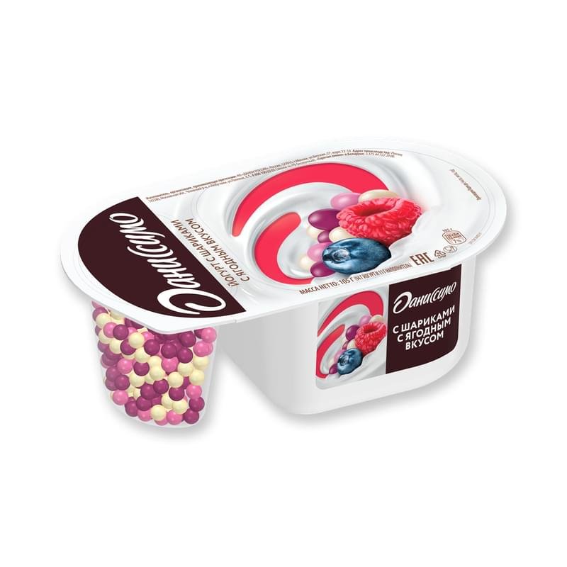 Йогурт Даниссимо с ягодным вкусом Фантазия с хрустящими шариками 6,9% 105 г - фото #0