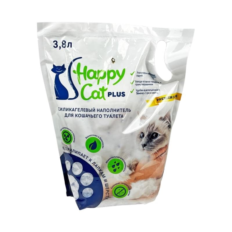 Наполнитель Happy Cat Plus для кошачьего туалета Гигиенический силикагелевый нейтральный 3.8 л - фото #0