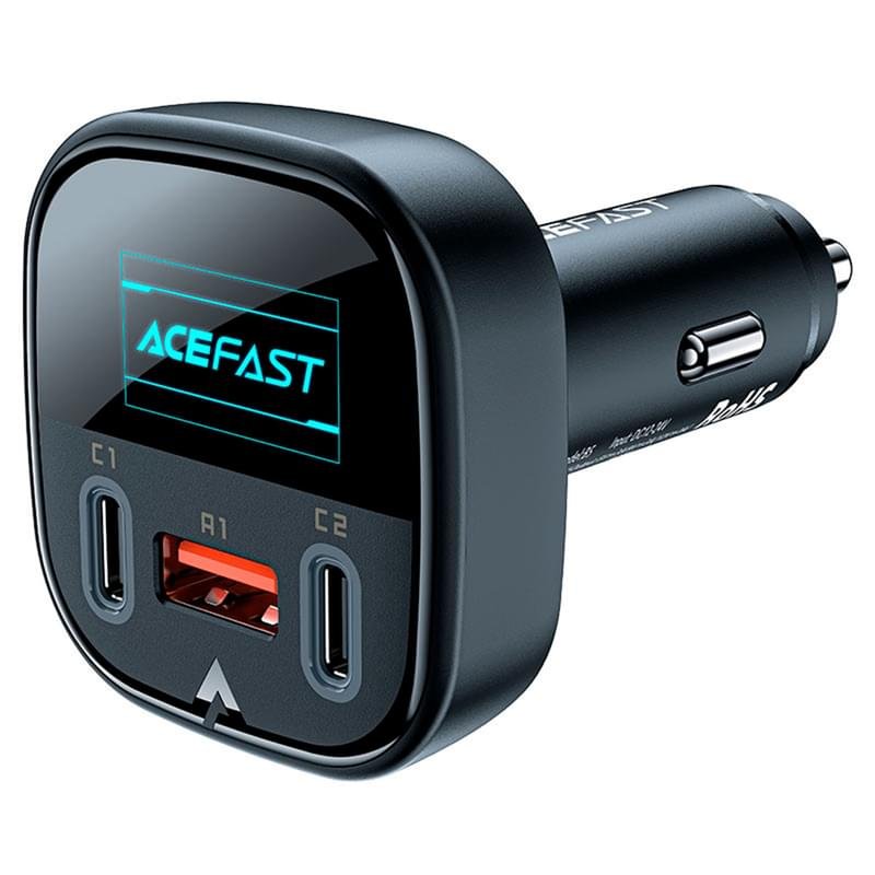 Автомобильное зарядное устройство ACEFAST, 2*USB C+A, 101W, OLED smart display, metal (B5 101W - ACE - фото #0