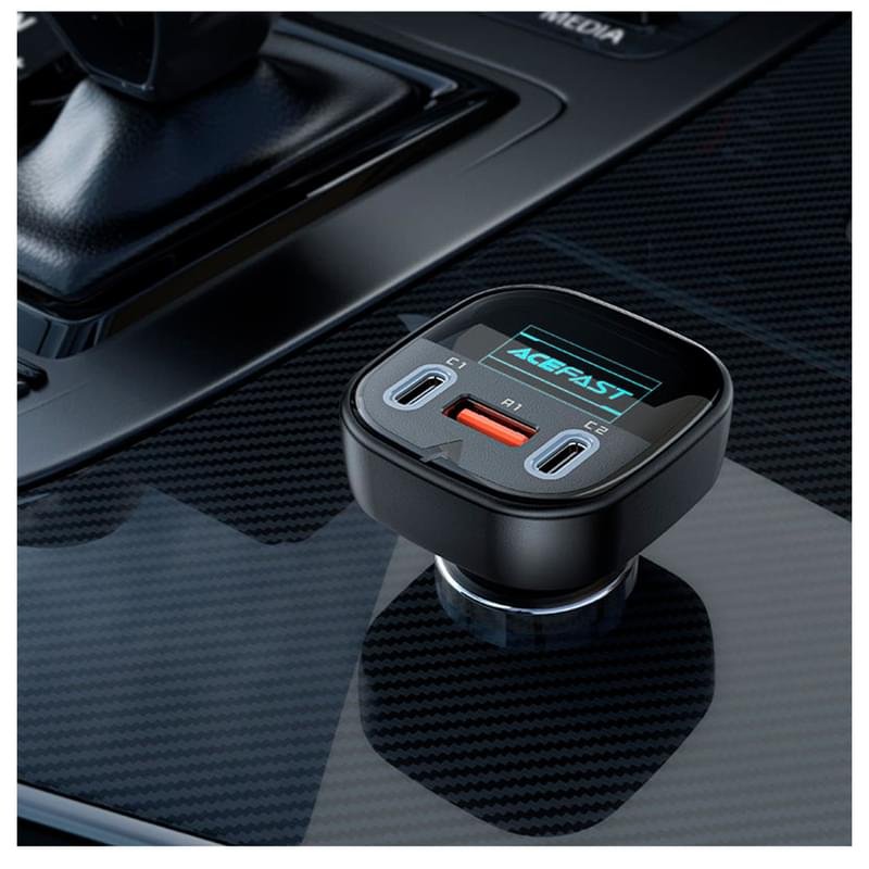 Автомобильное зарядное устройство ACEFAST, 2*USB C+A, 101W, OLED smart display, metal (B5 101W - ACE - фото #4