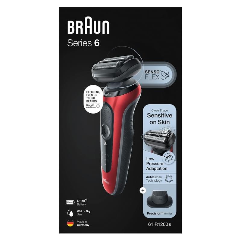 Бритва Braun Series 6 61-R1200s, красная - фото #10