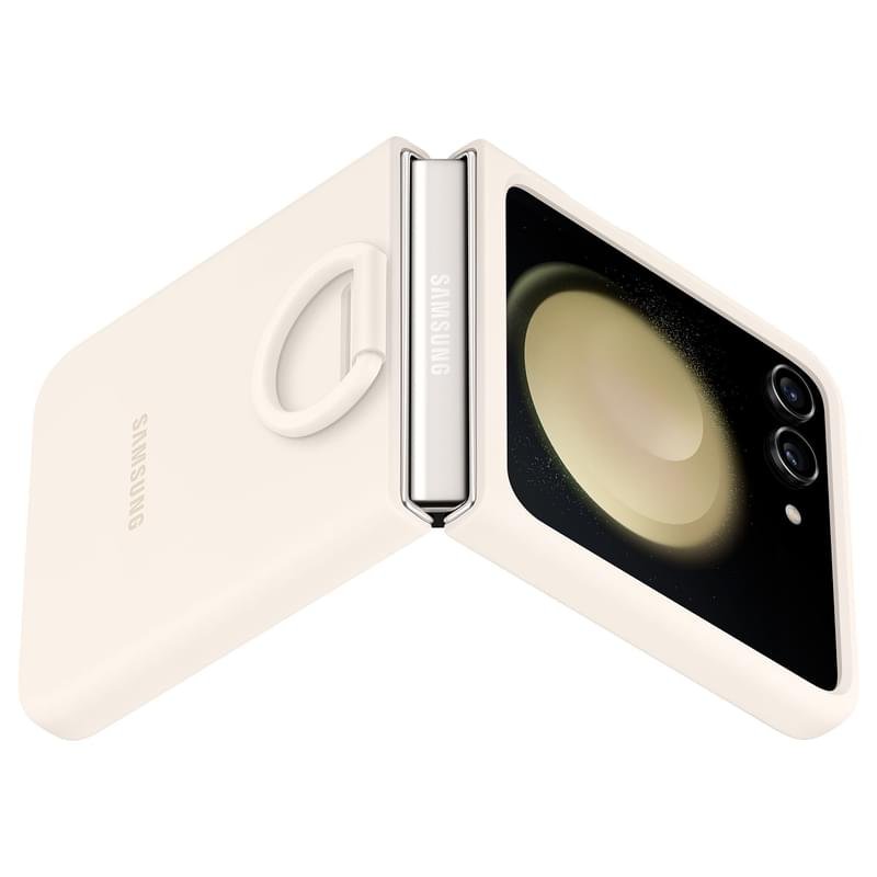 Чехол для Samsung Galaxy Z FLip5 Silicone Cover with Ring, Cream (EF-PF731TUEGRU) - фото #2