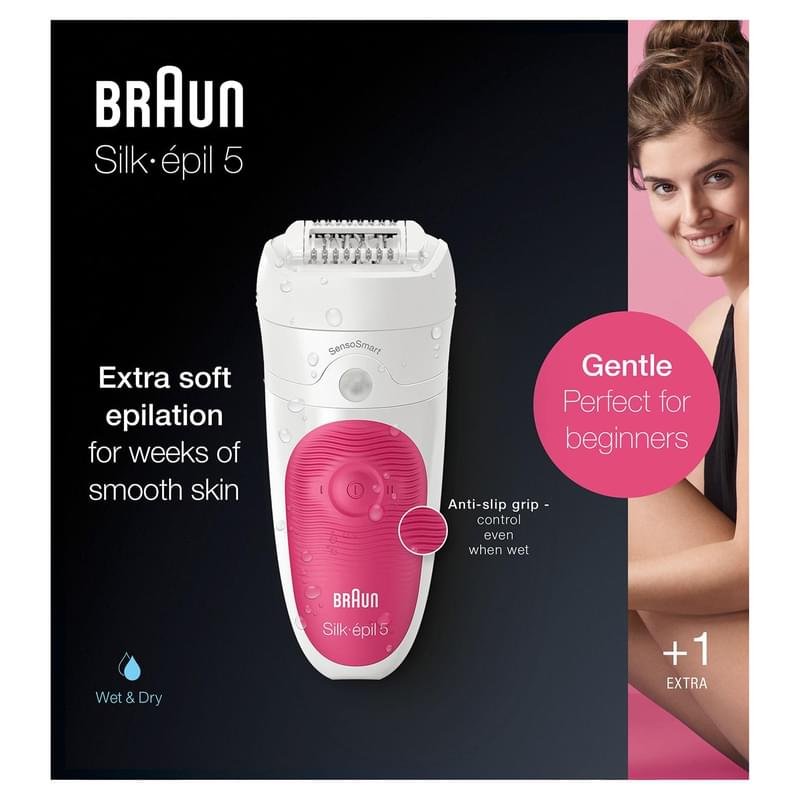 Эпилятор Braun Silk-épil 5 5-500, сухая/влажная эпиляция, 1 насадка и подсветка SmartLight, розовый - фото #4