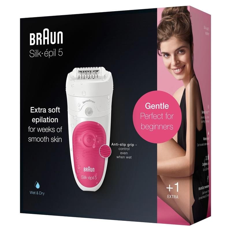 Эпилятор Braun Silk-épil 5 5-500, сухая/влажная эпиляция, 1 насадка и подсветка SmartLight, розовый - фото #5