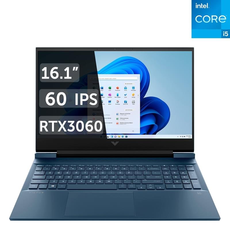 Игровой ноутбук HP VICTUS 16-d0003ur i5 11400H / 8ГБ / 512SSD / RTX3060 6 ГБ / 16.1 / Win11 / (64S72EA) - фото #0