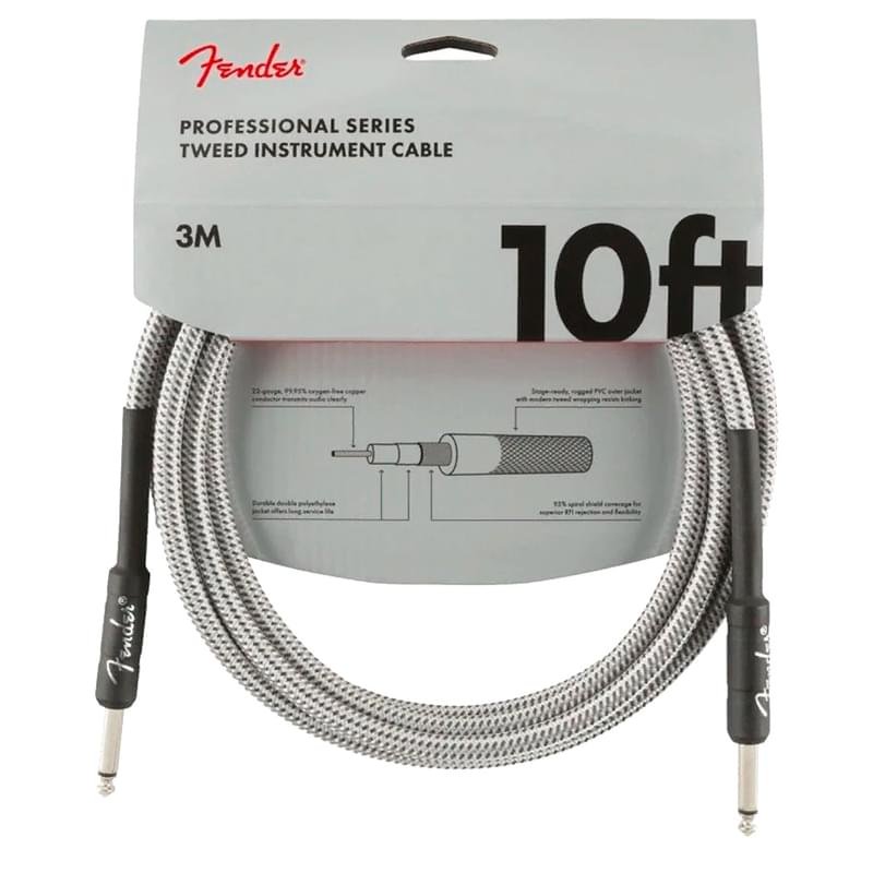 Инструментальный кабель FENDER Professional Series, White Tweed 3m - фото #0