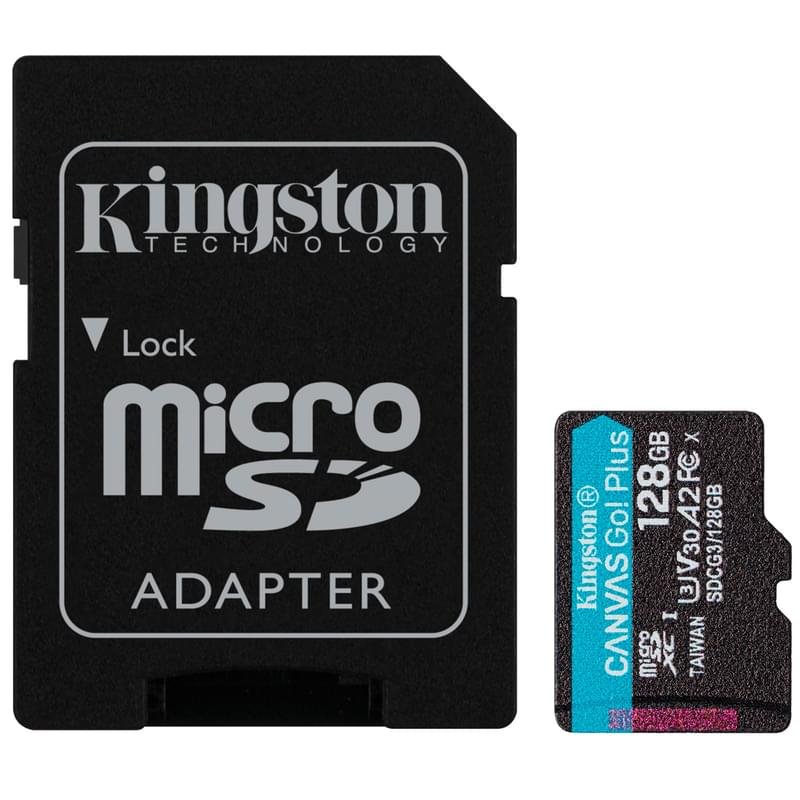 Карта памяти MicroSD 128GB Kingston Canvas Go! Plus, UHS-I 170MB/s, Class 10 (SDCG3/128GB) - фото #0