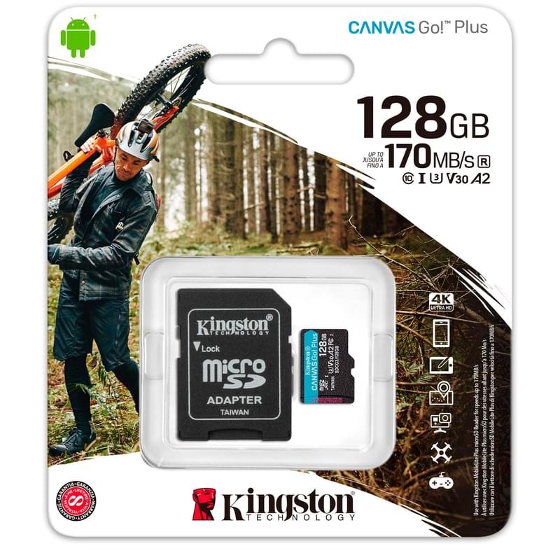 Карта памяти MicroSD 128GB Kingston Canvas Go! Plus, UHS-I 170MB/s, Class 10 (SDCG3/128GB) - фото #2
