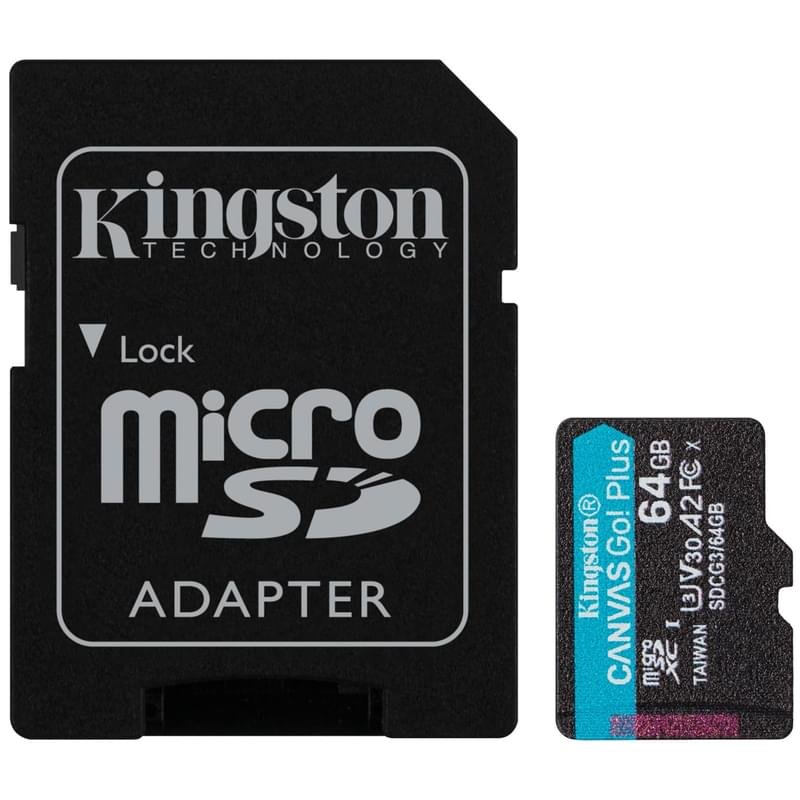 Карта памяти MicroSD 64GB Kingston Canvas Go! Plus, UHS-I 170MB/s, Class 10 (SDCG3/64GB) - фото #0