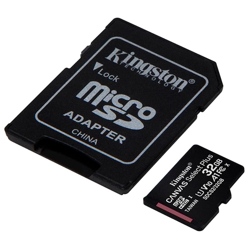 Карта Памяти MicroSDHC 32GB Kingston Canvas Select Plus UHSI V10 A1 TLC + SD Adapter (SDCS2/32GB) - фото #2