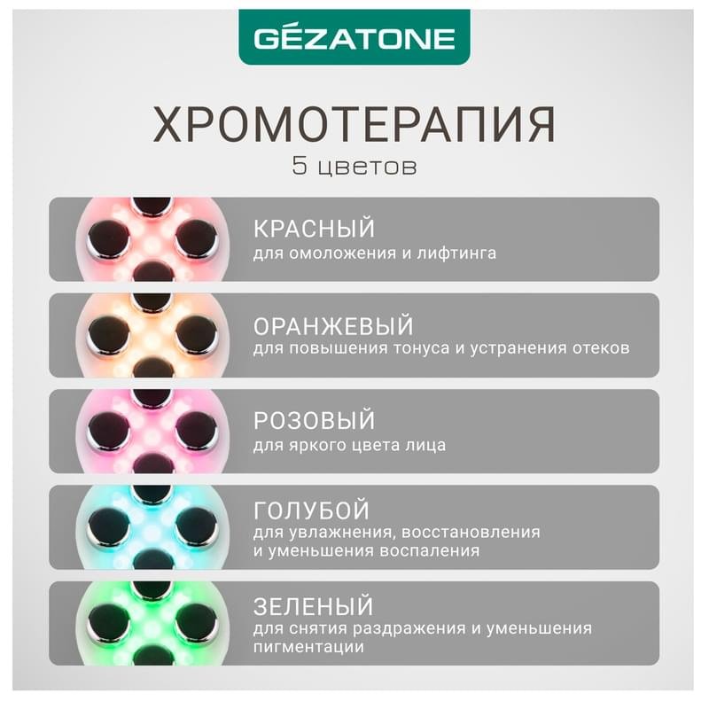 Gezatone, Косметологический лифтинг аппарат для омоложения кожи 5 в 1, мезотерапия лица без иглы, m9910 - фото #9